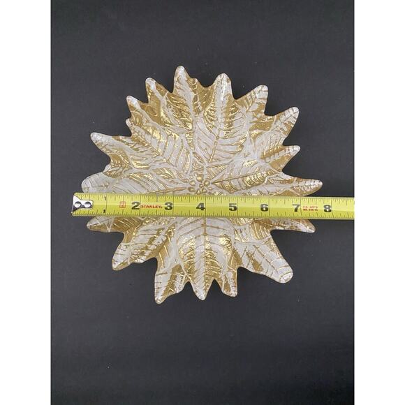 AKCAM Turkish GLASS 7.5" Poinsettia‎ Gold & White Plates Shimmer/Sparkle -set 3 - Picture 6 of 6